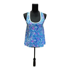 Lilly Pulitzer High Low Tank top with a blue and pink seashell pattern size PS